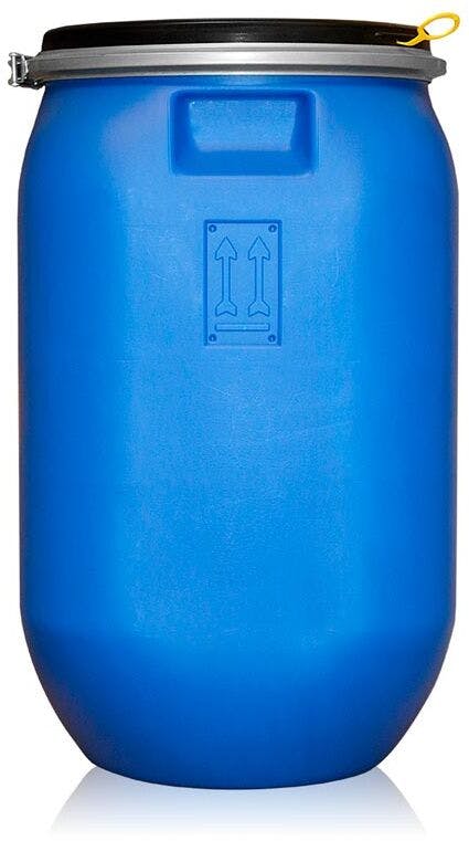 Bidón rectangular de plástico azul 30 litros con cierre metálico