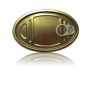 Lata de metal oval 120 ml Ouro / alumínio abertura fácil