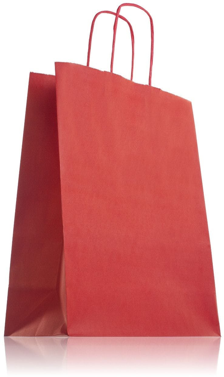 Κόκκινη χάρτινη σακούλα με χερούλια 24 x 31 cm