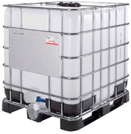 1000 liter IBC container tank mounted on plastic pallet