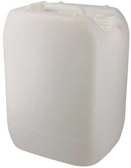 Stapelbarer 20-Liter-Kanister aus durchscheinendem weißem Kunststoff