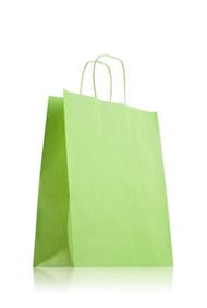 Green paper bag with handles 24 x 31 cm