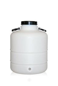 Tanica cilindrica in plastica da 30 litri con manici e tappo a vite da 130 mm