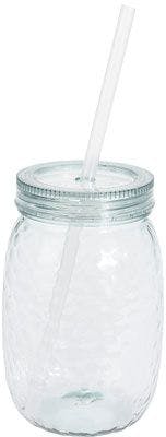 Plastic jar with straw