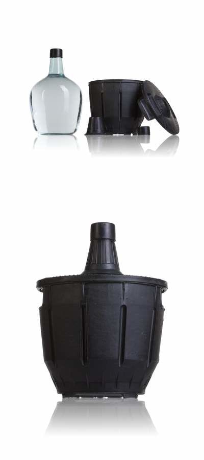 Garrafa 4 litros con funda plastico negra y cubre tapon 4000ml  Embalagens de vidro Garrafas de cristal outros