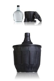 Garrafa de vidrio Damajuana 8 litros con funda plástico negra y cubre tapón