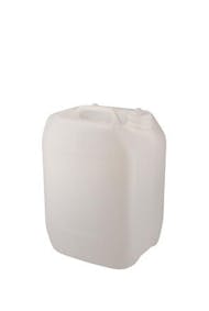 Stapelbarer 10-Liter-Kanister aus durchscheinendem weißem Kunststoff