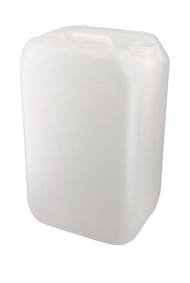 Stapelbarer 25-Liter-Kanister aus durchscheinendem weißem Kunststoff