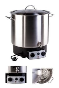 Stainless steel 30 litres pasteurizer with thermostat, timer and tap MetaIMGIn Tarros, frascos y botes de vidrio